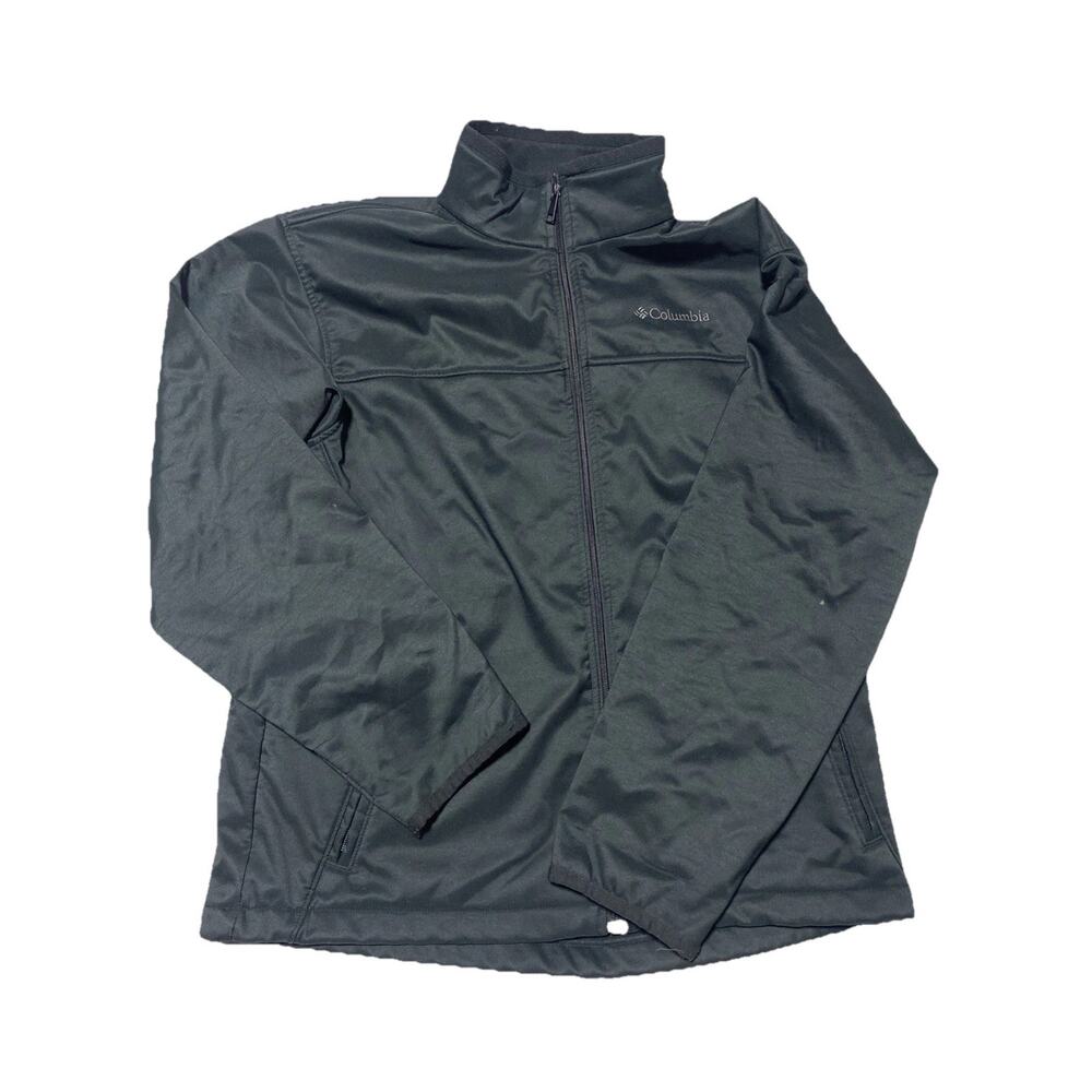 Columbia Jacket Mens Large Black Softshell Water Resistant Full Zip Outdoors